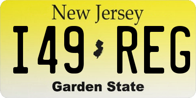 NJ license plate I49REG
