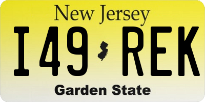NJ license plate I49REK