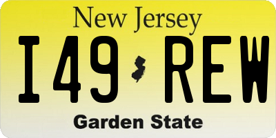NJ license plate I49REW