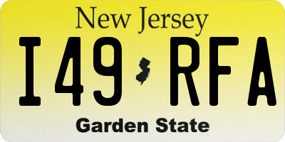 NJ license plate I49RFA