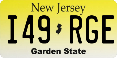NJ license plate I49RGE