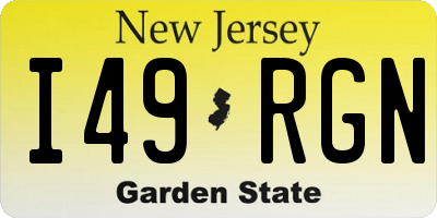 NJ license plate I49RGN