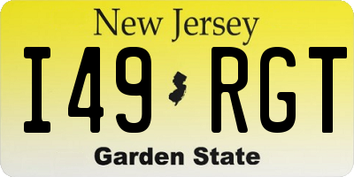 NJ license plate I49RGT