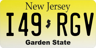 NJ license plate I49RGV