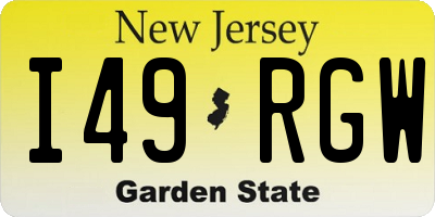 NJ license plate I49RGW