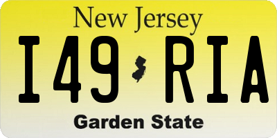 NJ license plate I49RIA