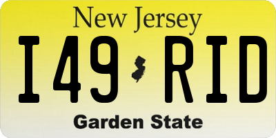 NJ license plate I49RID