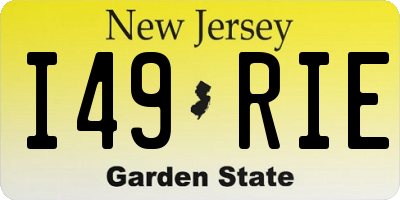 NJ license plate I49RIE