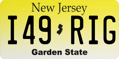 NJ license plate I49RIG