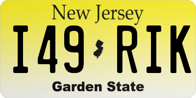 NJ license plate I49RIK