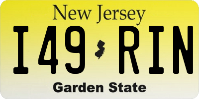 NJ license plate I49RIN