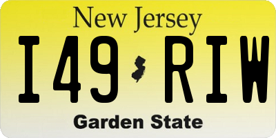 NJ license plate I49RIW