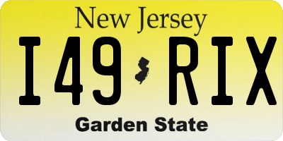 NJ license plate I49RIX
