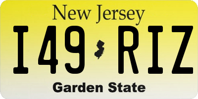 NJ license plate I49RIZ