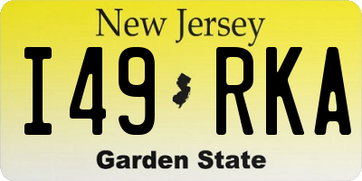 NJ license plate I49RKA