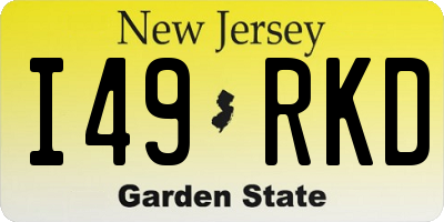 NJ license plate I49RKD