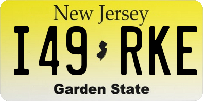 NJ license plate I49RKE