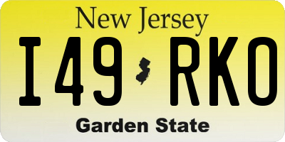 NJ license plate I49RKO