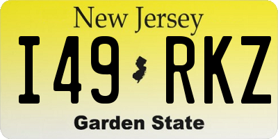NJ license plate I49RKZ