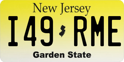 NJ license plate I49RME
