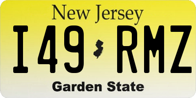 NJ license plate I49RMZ