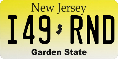 NJ license plate I49RND