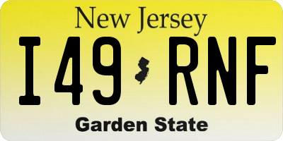 NJ license plate I49RNF