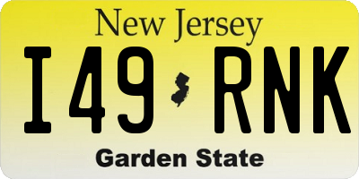 NJ license plate I49RNK