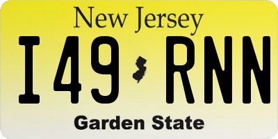 NJ license plate I49RNN