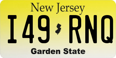 NJ license plate I49RNQ