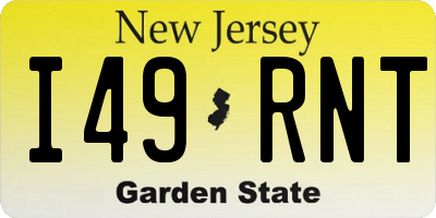 NJ license plate I49RNT