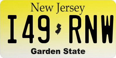 NJ license plate I49RNW
