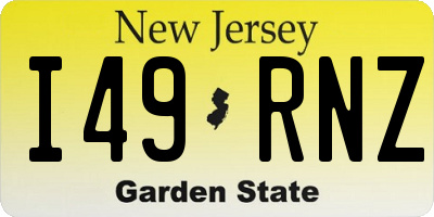 NJ license plate I49RNZ