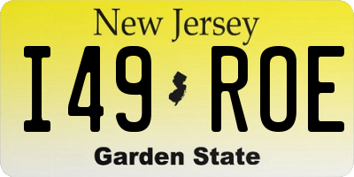 NJ license plate I49ROE