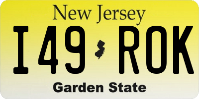 NJ license plate I49ROK