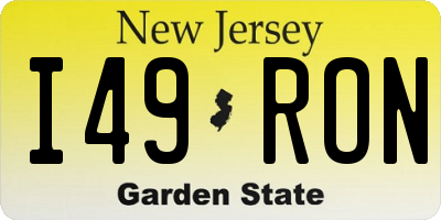 NJ license plate I49RON