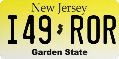 NJ license plate I49ROR