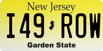 NJ license plate I49ROW