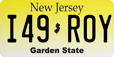NJ license plate I49ROY