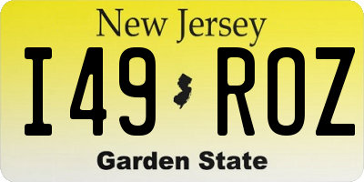 NJ license plate I49ROZ
