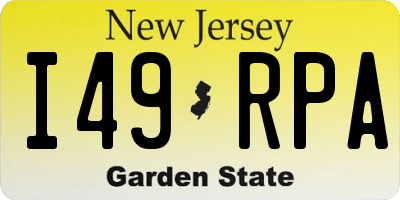 NJ license plate I49RPA