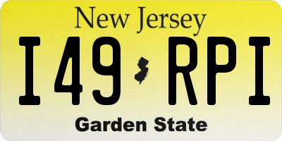 NJ license plate I49RPI