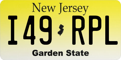 NJ license plate I49RPL