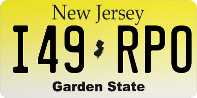 NJ license plate I49RPO