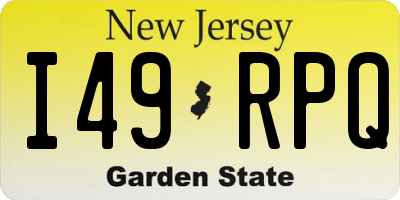 NJ license plate I49RPQ