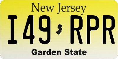 NJ license plate I49RPR