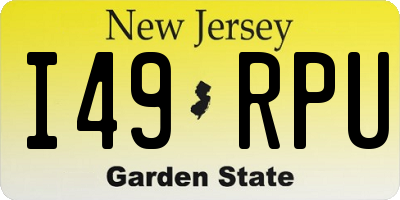NJ license plate I49RPU