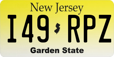 NJ license plate I49RPZ