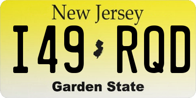 NJ license plate I49RQD