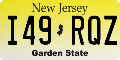 NJ license plate I49RQZ